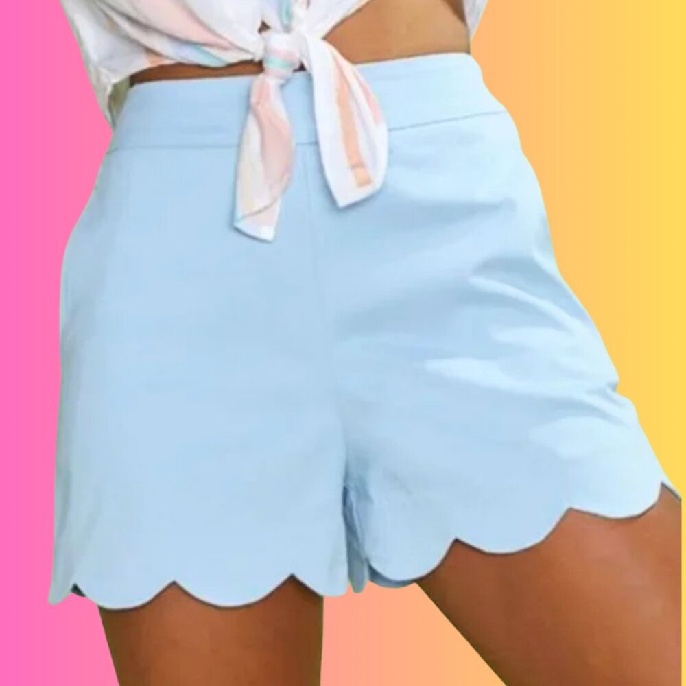 Fun Spring /Summer Light Blue Scalloped Shorts